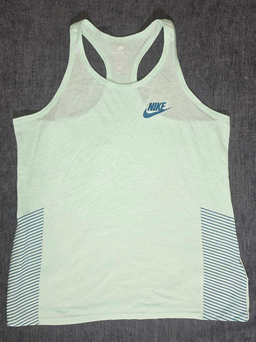 Nike The Nike Tee Mint Green Racerback Tank Top Stripe Girls XL Women S